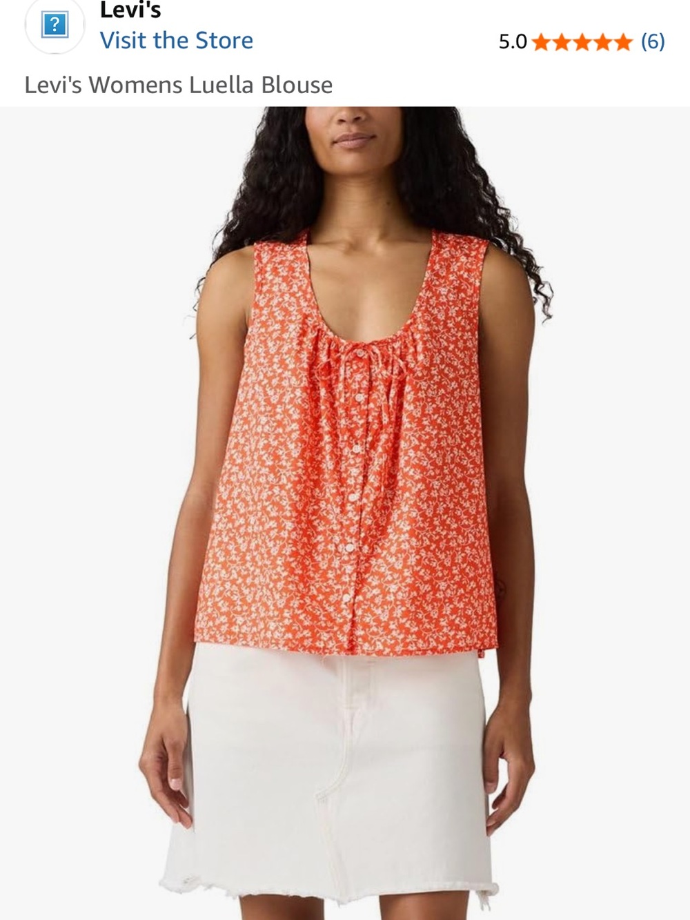 Levi's Coral Floral Scoop-Neck Sleeveless Blouse
